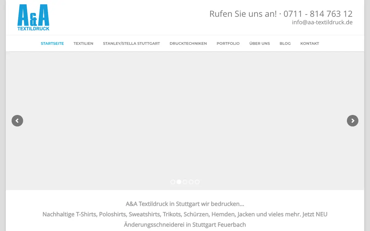 Le site de A & A textile printing Stuttgart