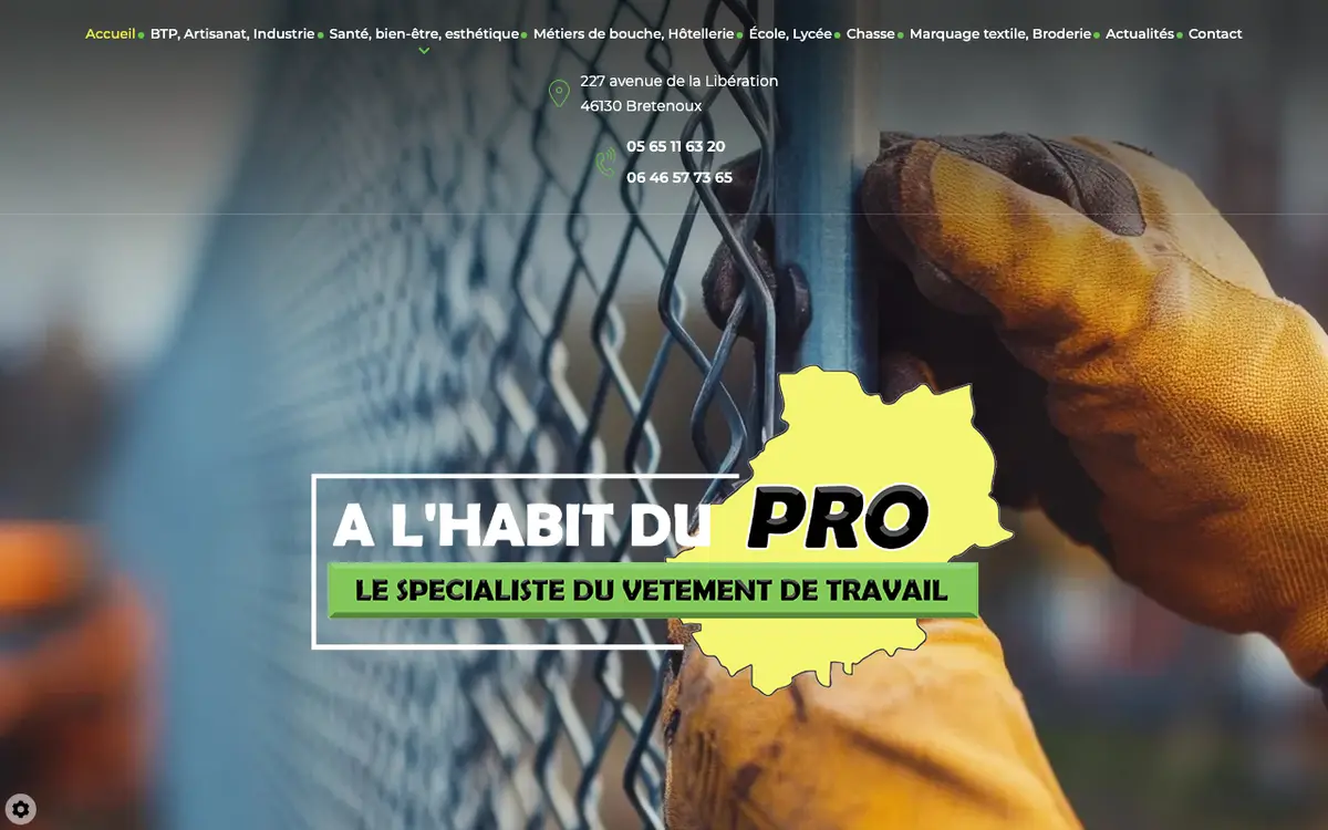 Le site de A L'HABIT DU PRO