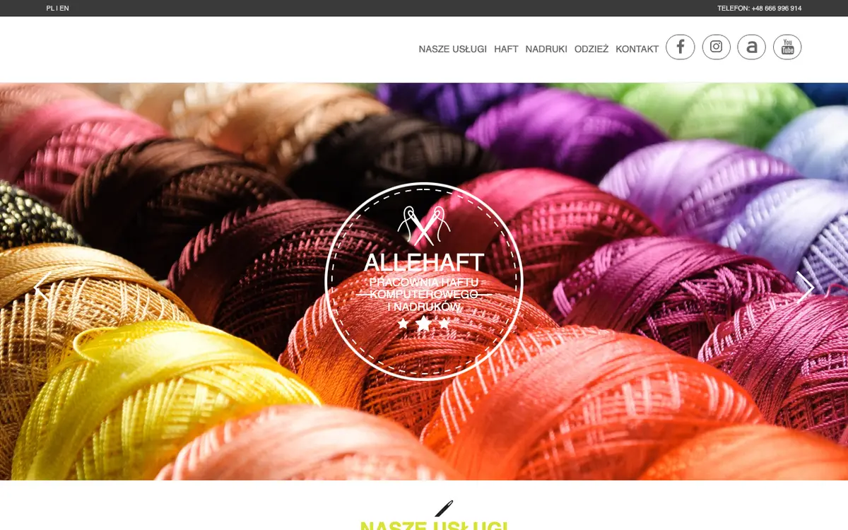 La web de Allehaft - haft komputerowy i nadruki