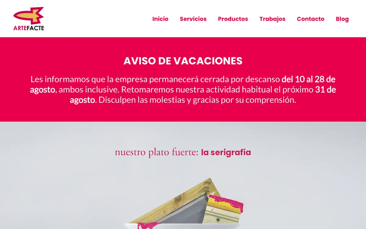 Le site de Artefacte Servicios Gráficos