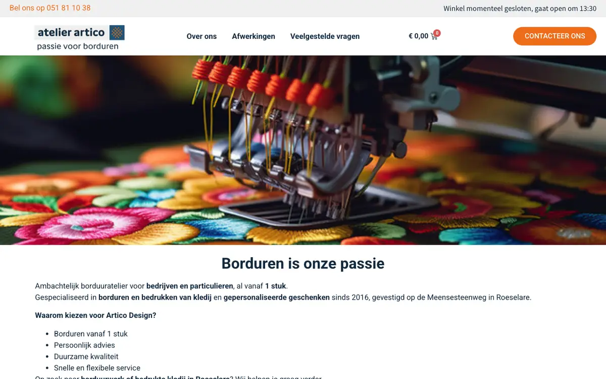 Artico Design, Textile's website