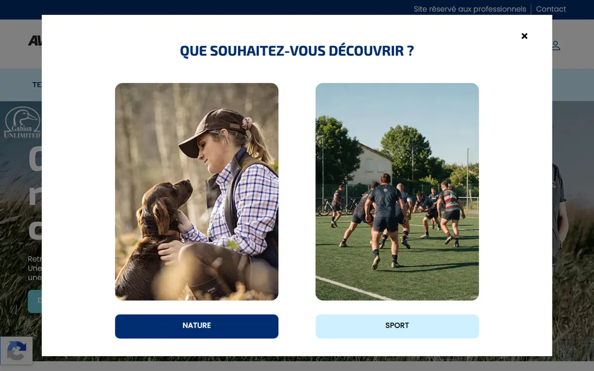 Hjemmesiden for Avantage Sport