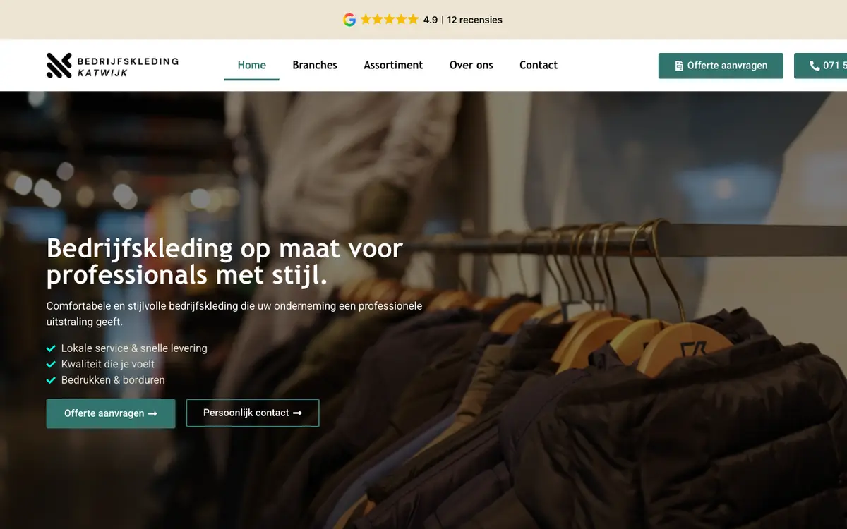 Bedrijfskleding Katwijk's website