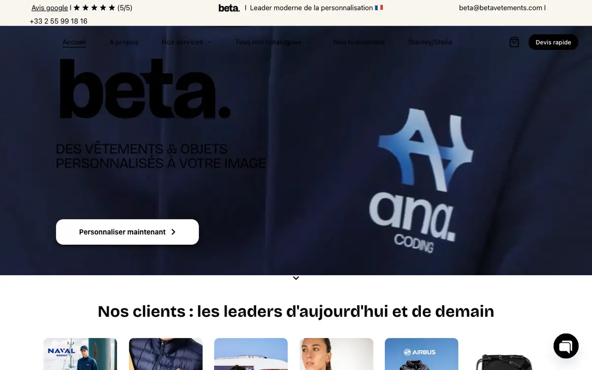BETA Vêtements's website