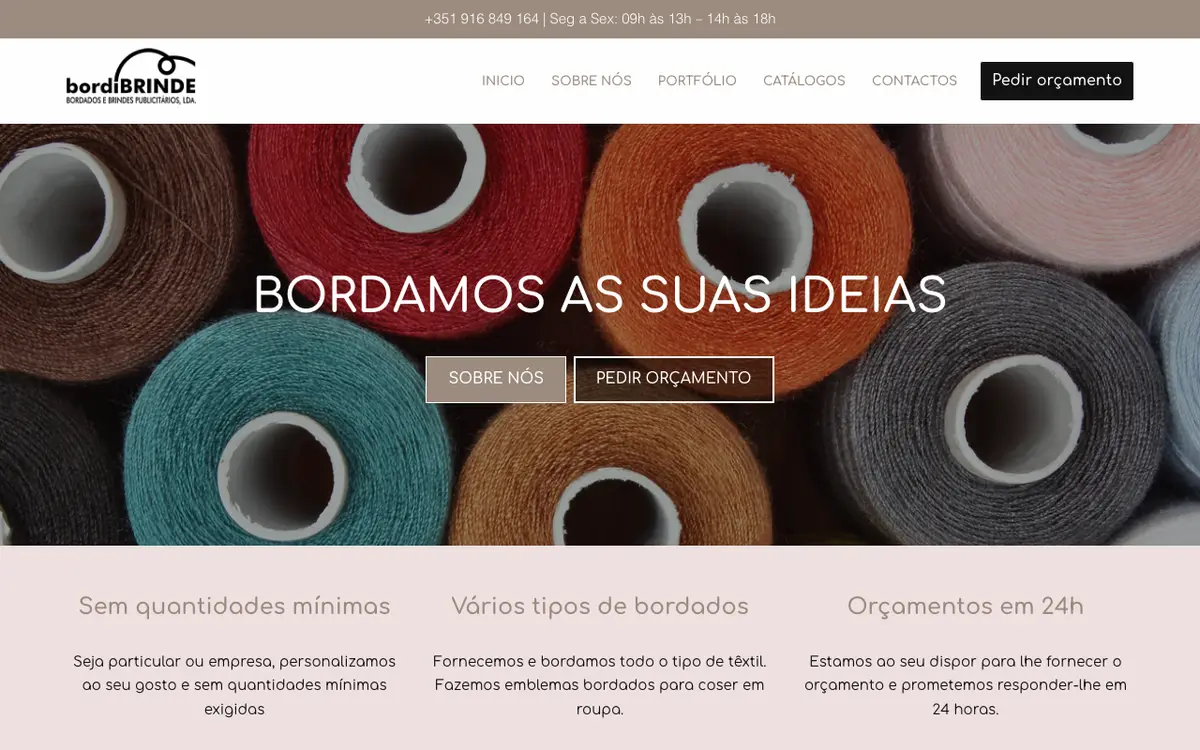 Il sito di Bordibrinde - Bordados E Brindes Publicitários, Unipessoal, Lda