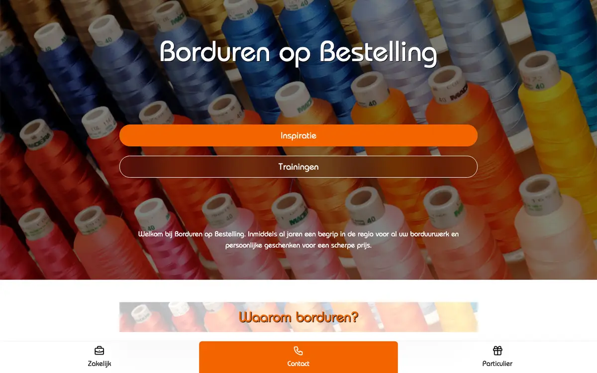 Hjemmesiden for Borduren op Bestelling