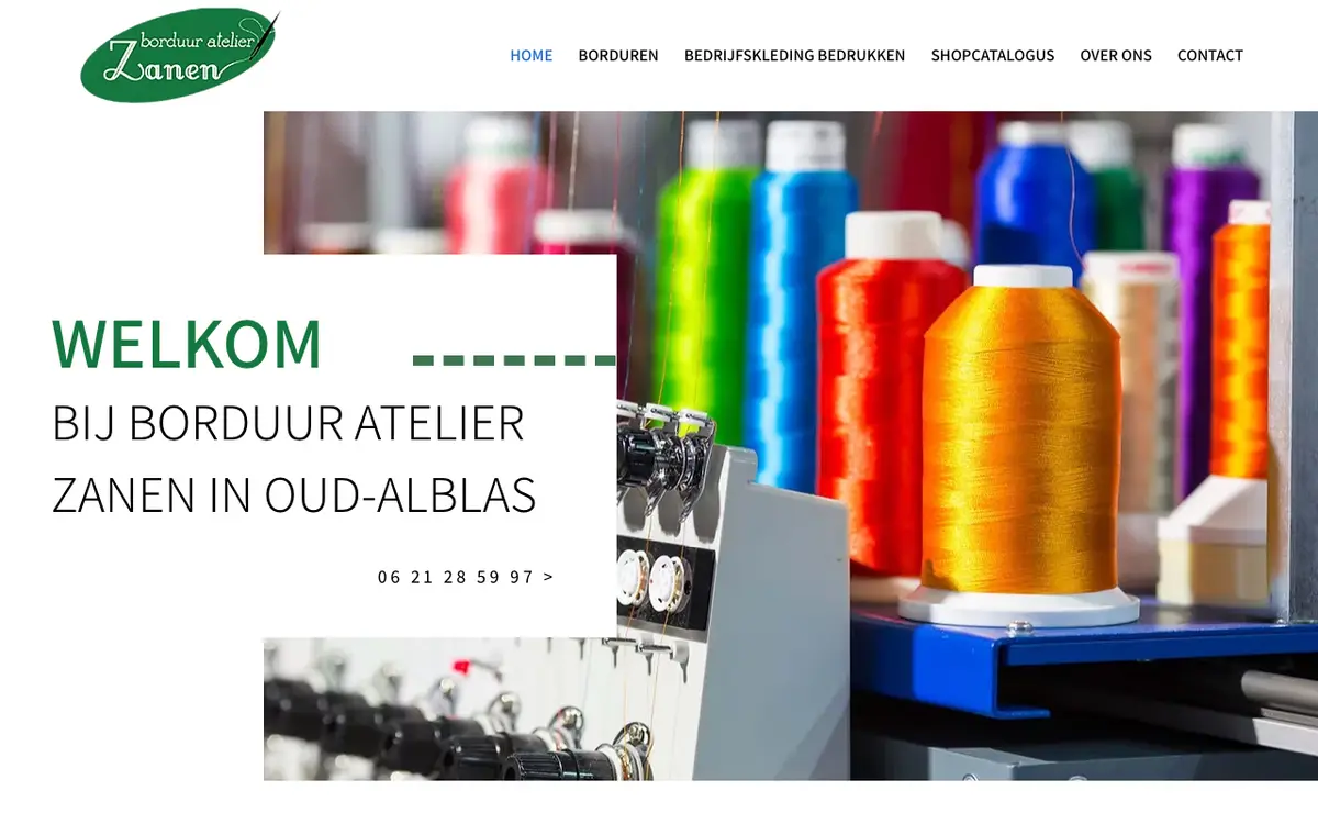 De website van Borduuratelier Zanen