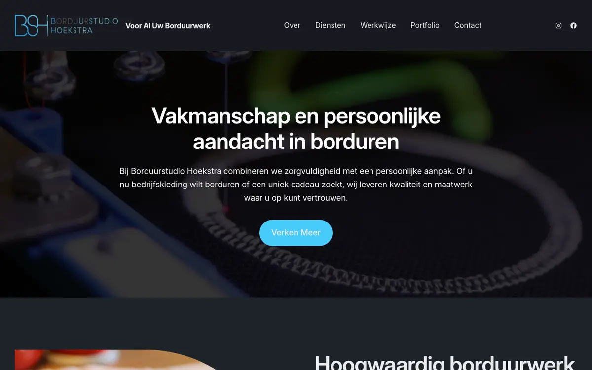 De website van Borduurstudio Hoekstra