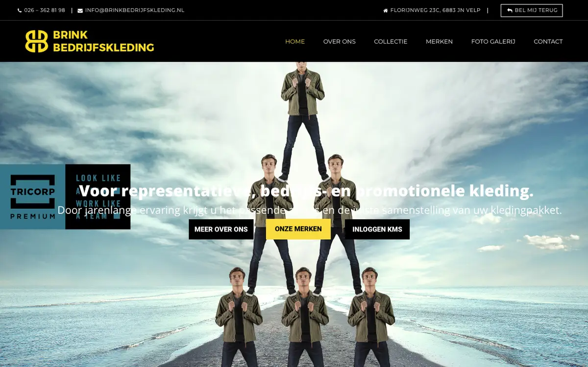 De website van Brink Bedrijfskleding