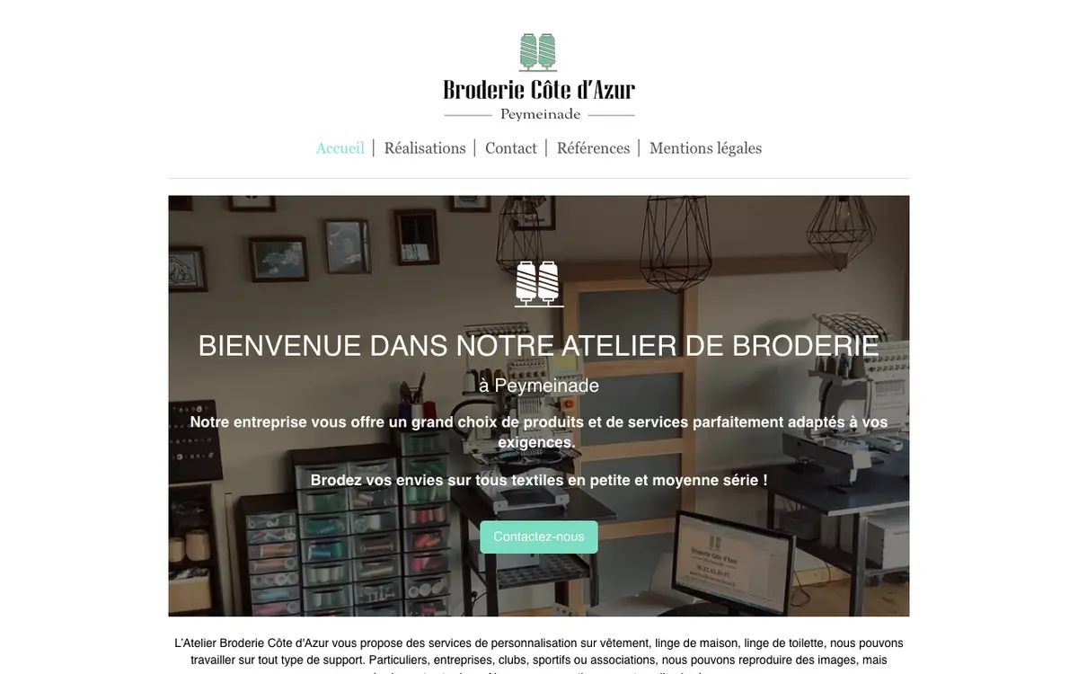 Broderie Côte d'Azur's website