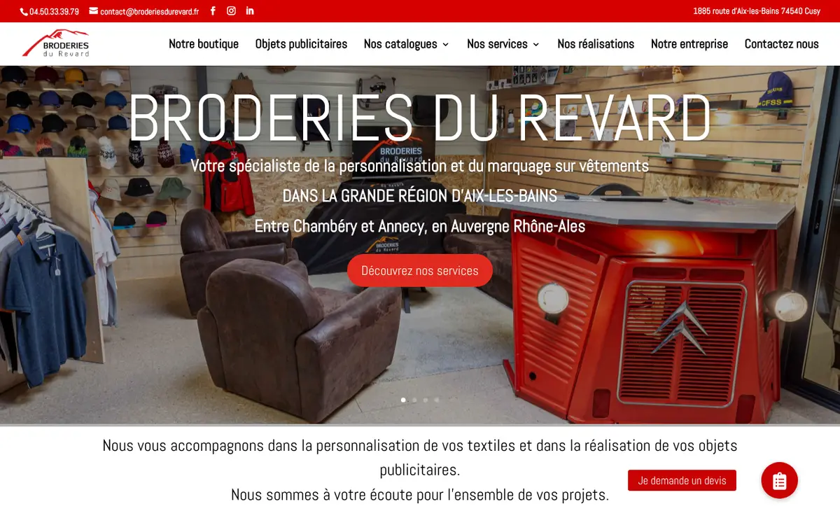 Le site de Broderies du Revard – Atelier de marquage textile & objets publicitaires