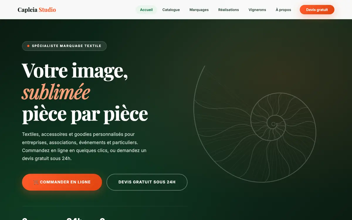 Hjemmesiden for CAPLEIA STUDIO - Vêtements personnalisés à Chablis