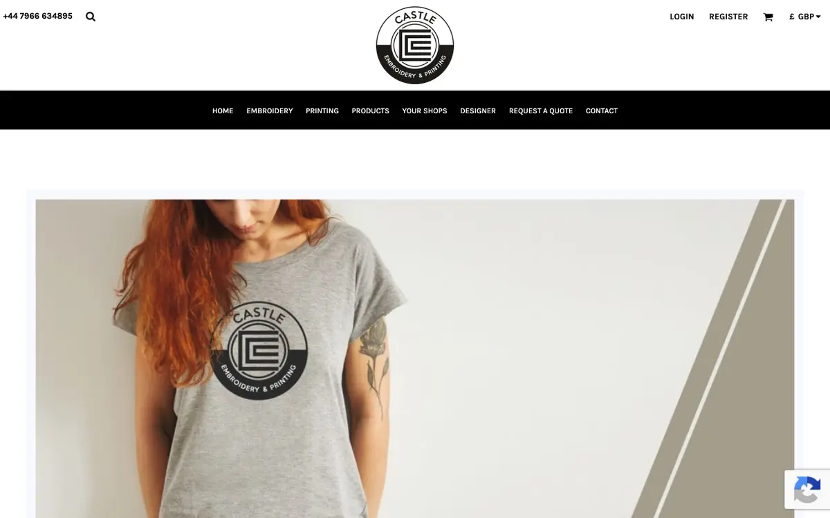Castle Embroidery & Printing's website