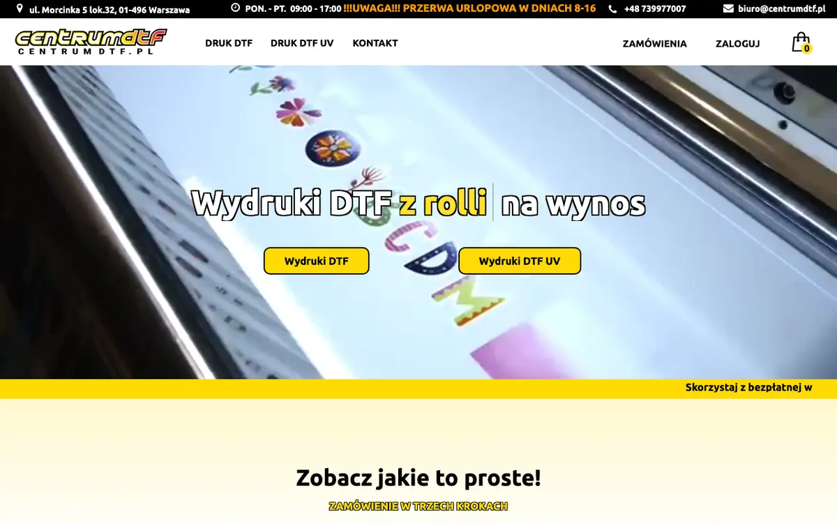 Le site de CENTRUM DTF i DTF UV