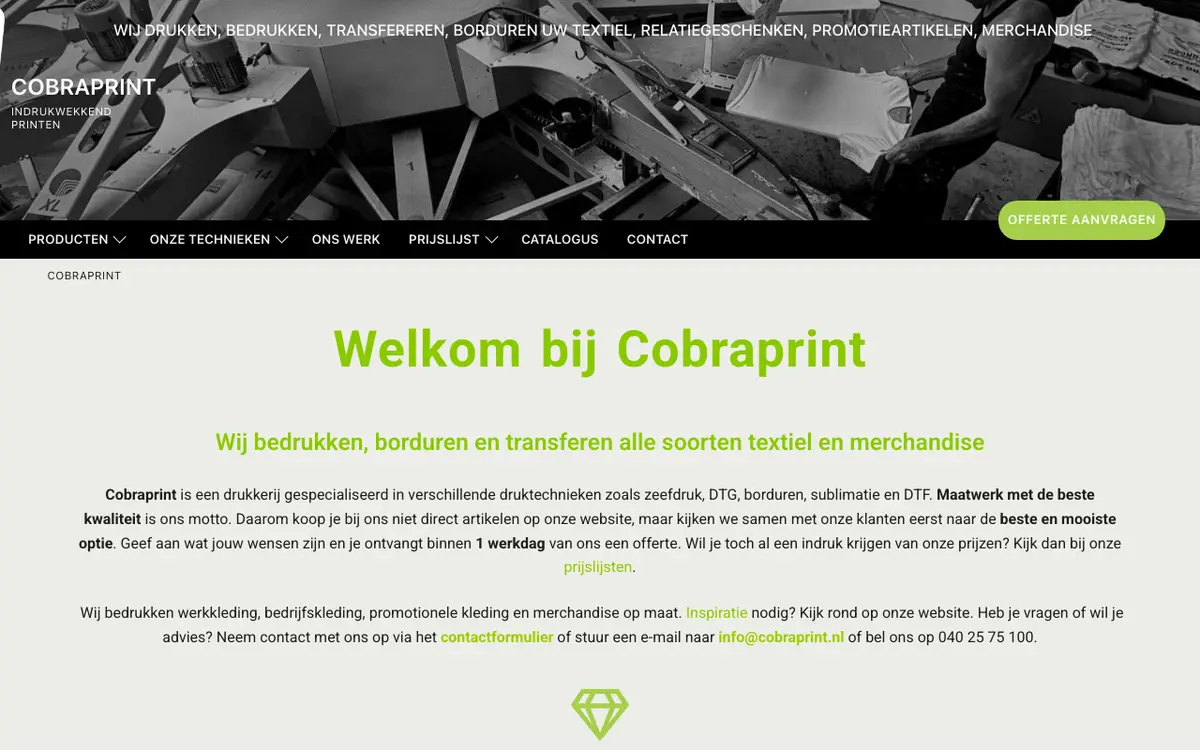 De website van CobraPrint