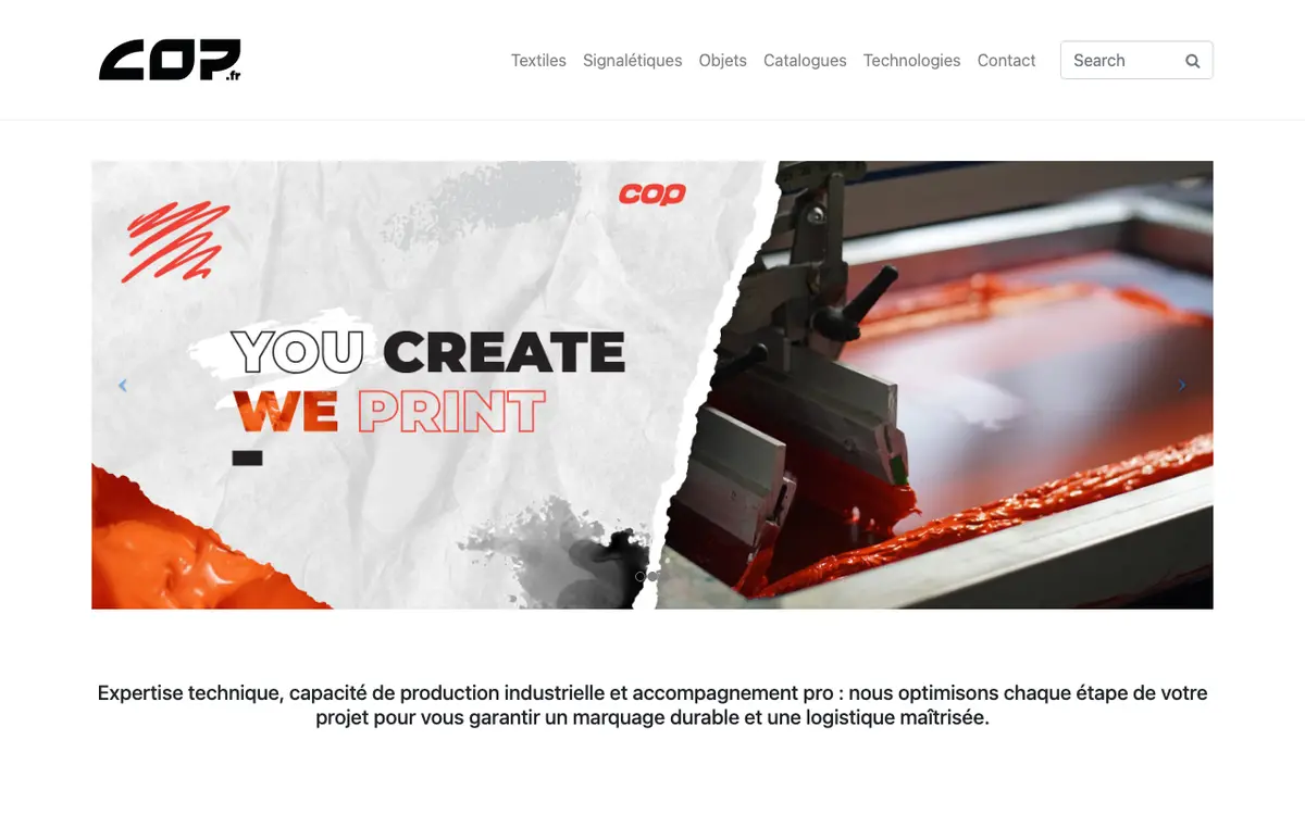 Le site de COP Sérigraphie et Impression Numérique