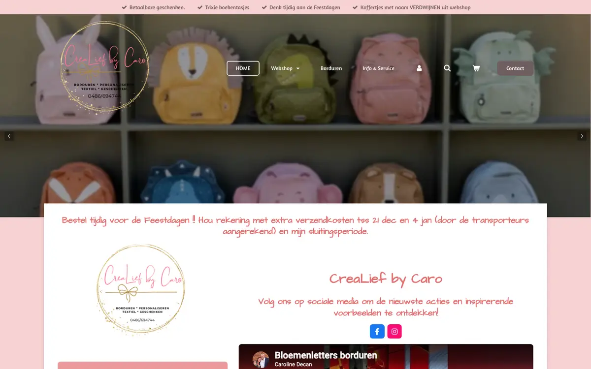 De website van CreaLief by Caro