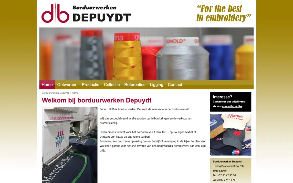 Le site de Depuydt Borduurwerken bv