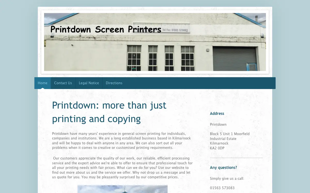 Le site de DF McCallum T/A Printdown Screenprinters
