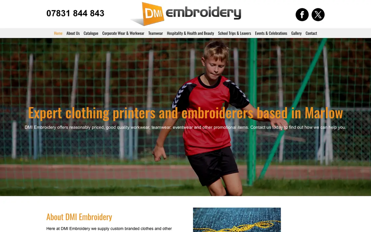 DMI Embroidery's website