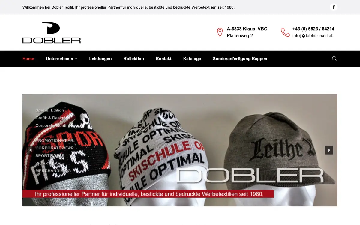 Le site de Dobler Werbetextilien GmbH & Co.KG