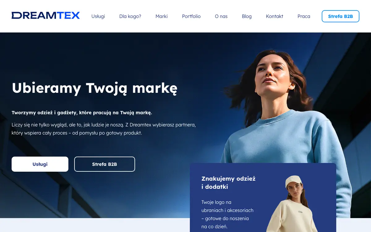 Le site de Dreamtex - Ubieramy Twoją markę
