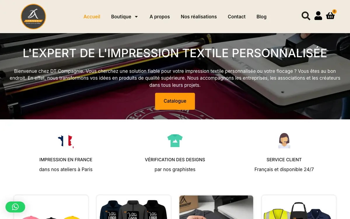 Le site de DTCompagnie – Personnalisation textile & DTF