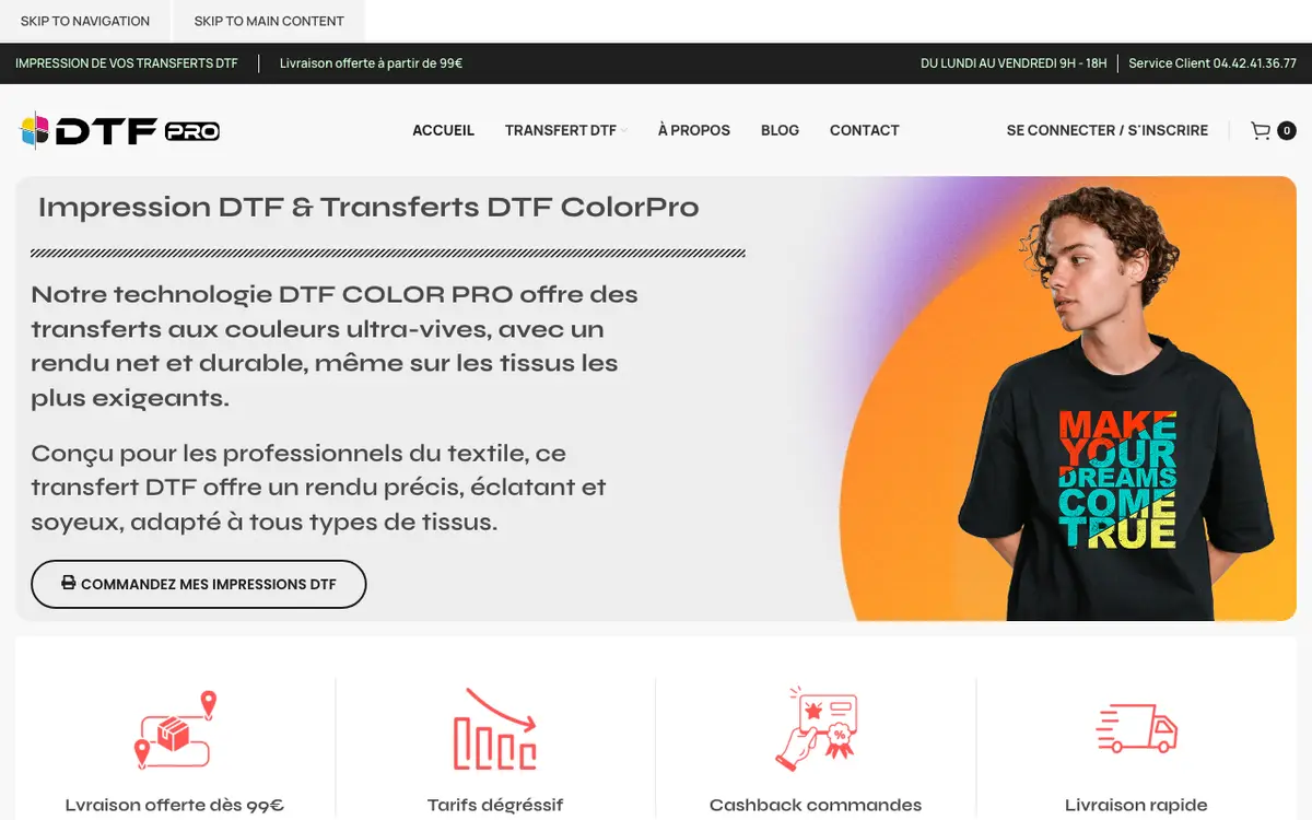 Le site de DTF Pro - impression de vos transferts DTF