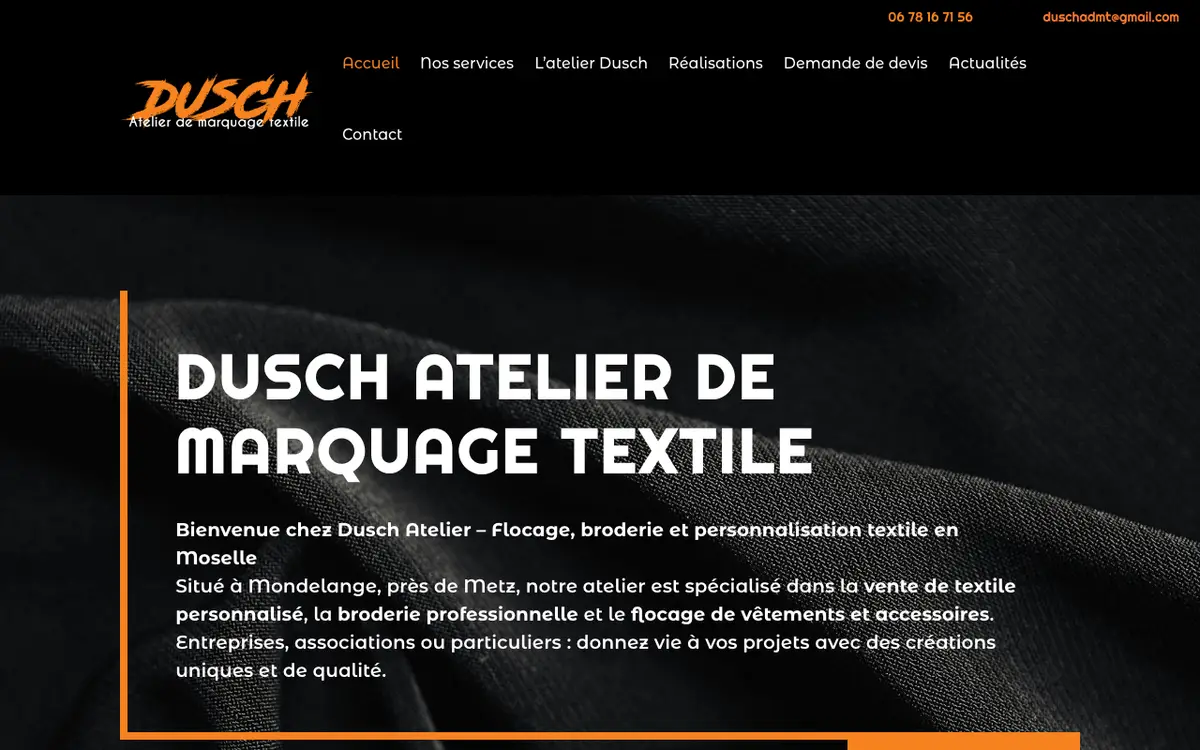 Dusch, atelier de marquage textile's website