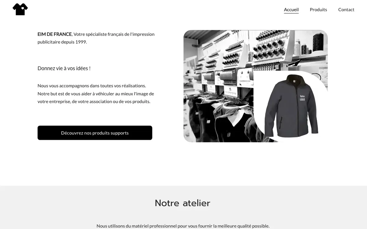 Le site de EIM DE FRANCE BRODERIE-SERIGRAPHIE