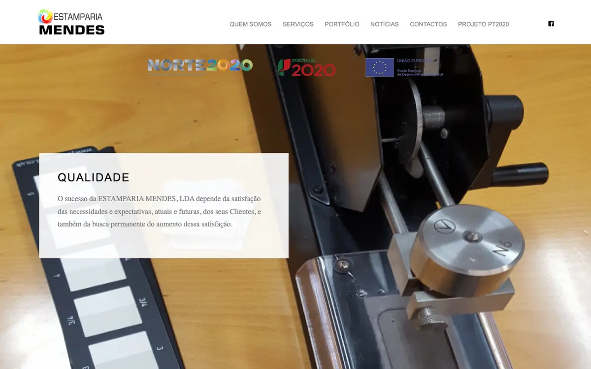 De website van Estamparia Mendes, Lda