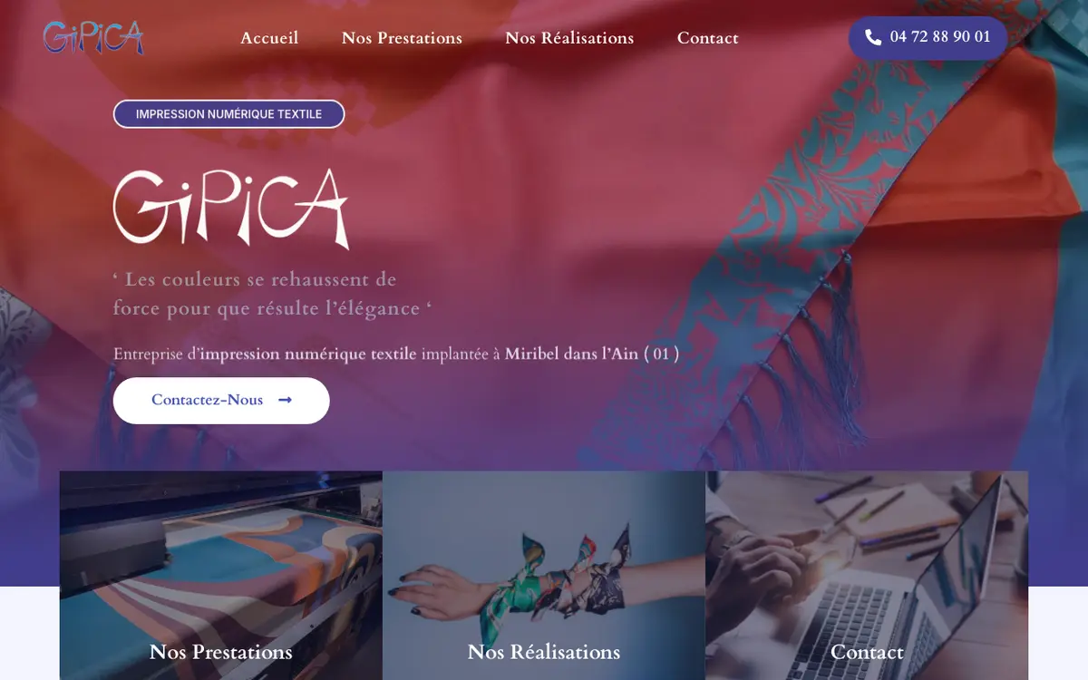 Le site de Gipica Impression Numérique Textile