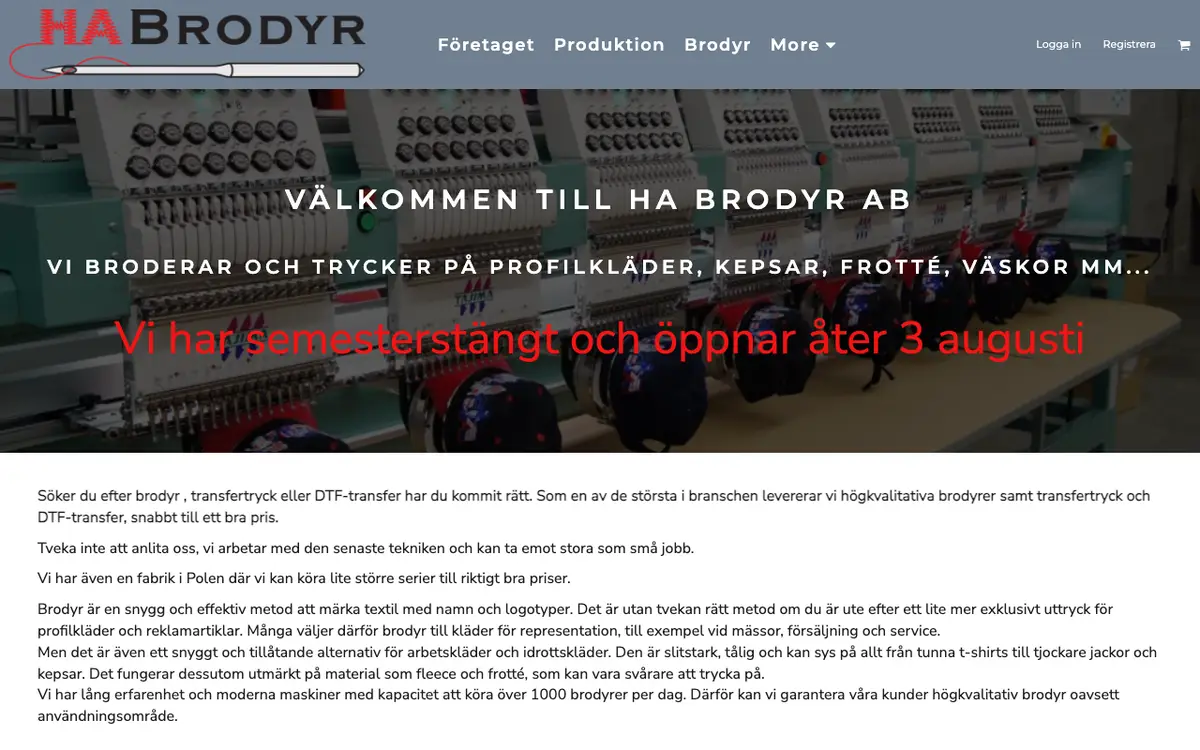 Håkan & Anders Brodyr AB's website