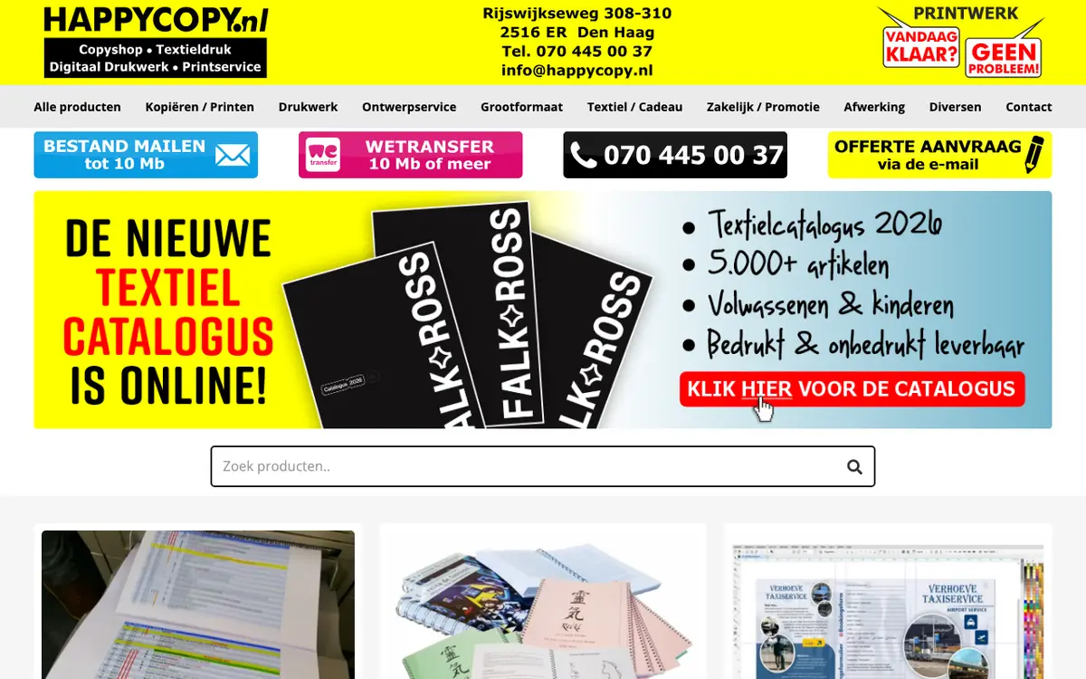 De website van Happy Copy