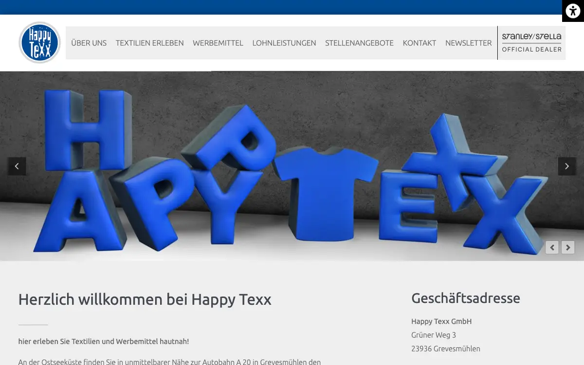 Die Website von HAPPYTEXX GMBH