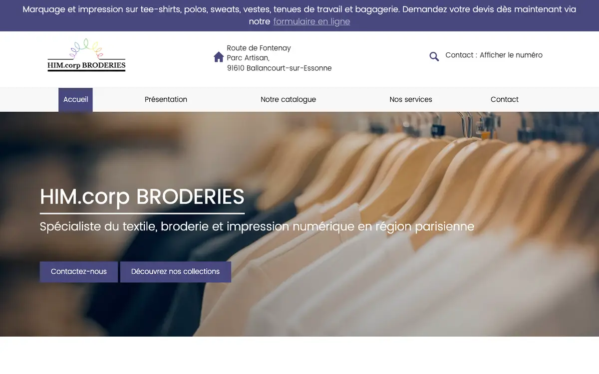 HIMCorp Broderies's website