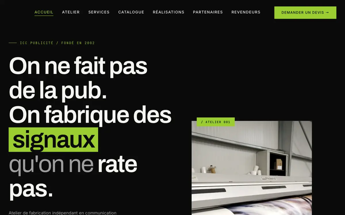 Le site de ICC Publicité