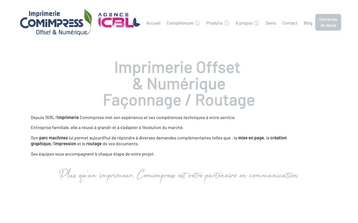 Imprimerie Comimpress's website