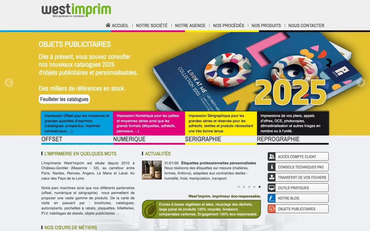 Le site de Imprimerie Westimprim
