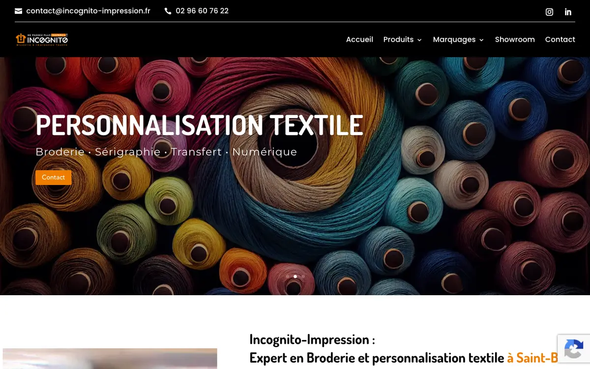 Le site de Incognito-Impression | Personnalisation Textile à Saint-Brieuc | Broderie, Sérigraphie, Numérique, Transfert