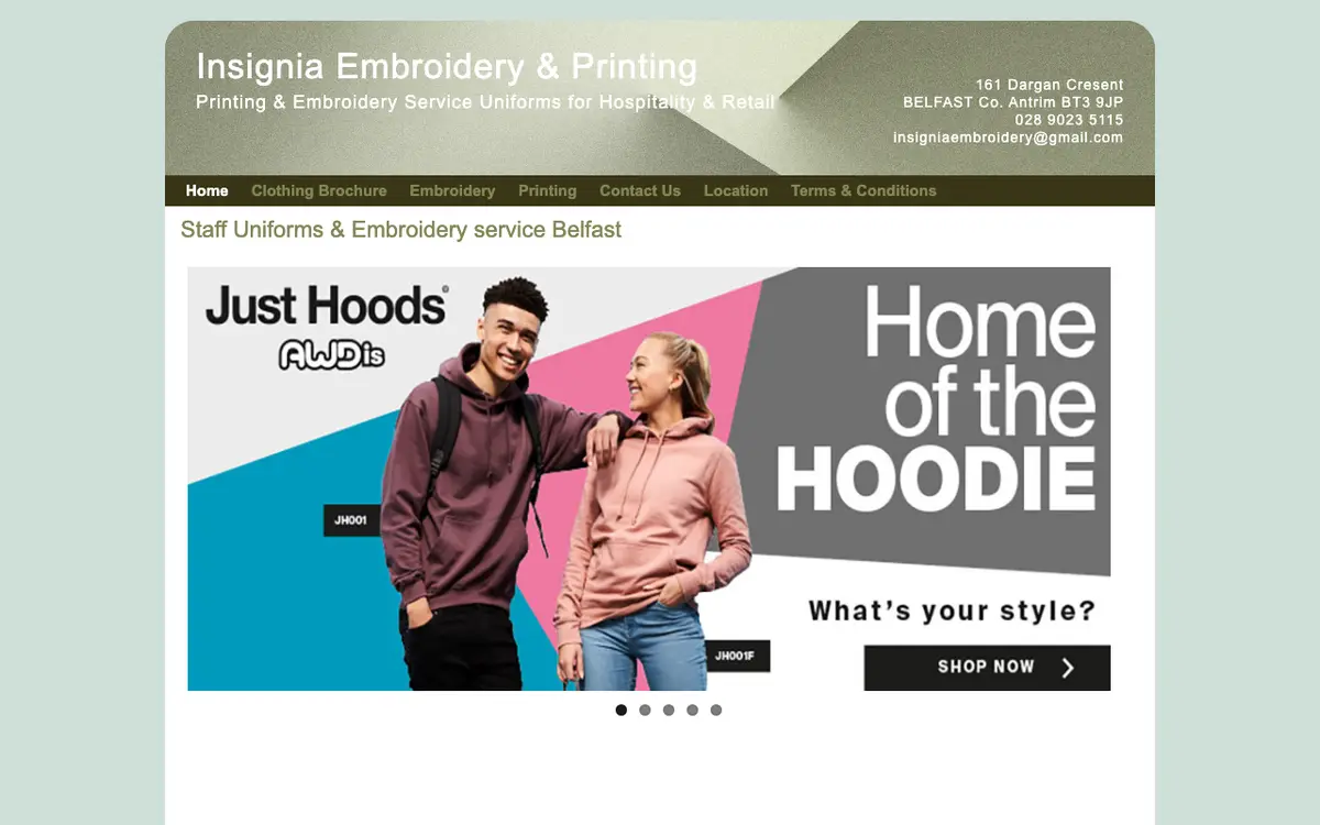 Insignia Embroidery's website