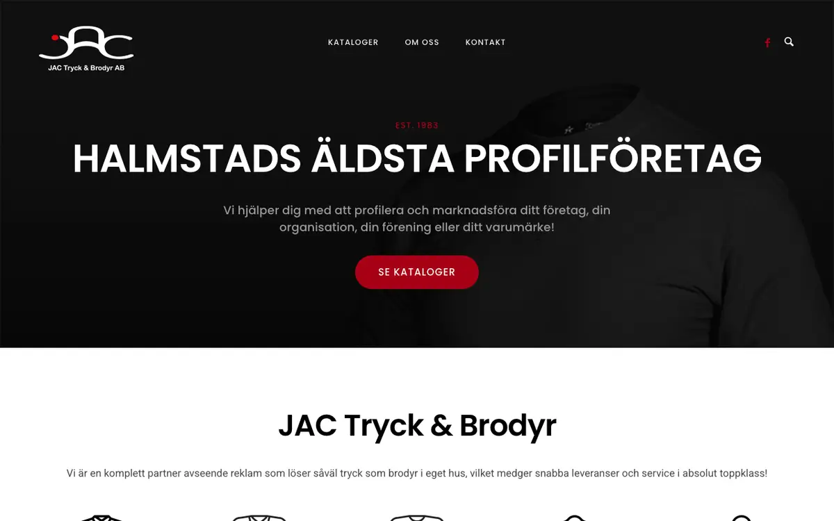 JAC Printing & Embroidery AB's website