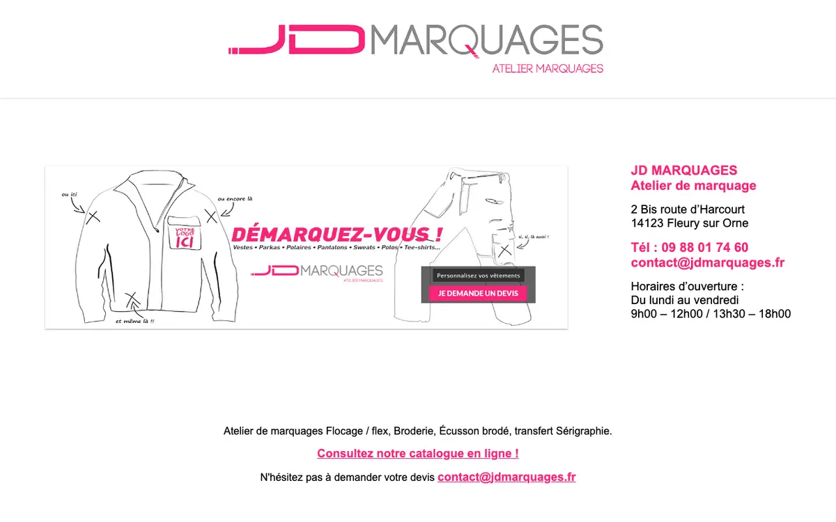 JD MARQUAGES - Impression Textile's website
