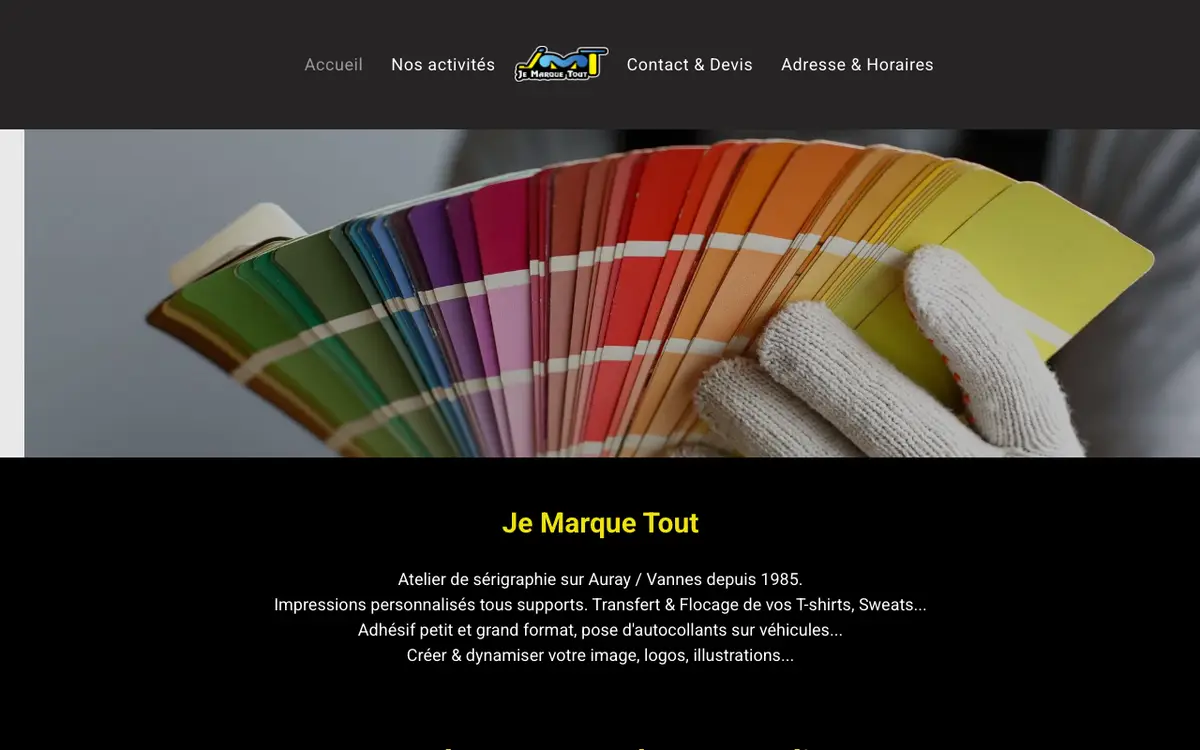 Je Marque Tout's website