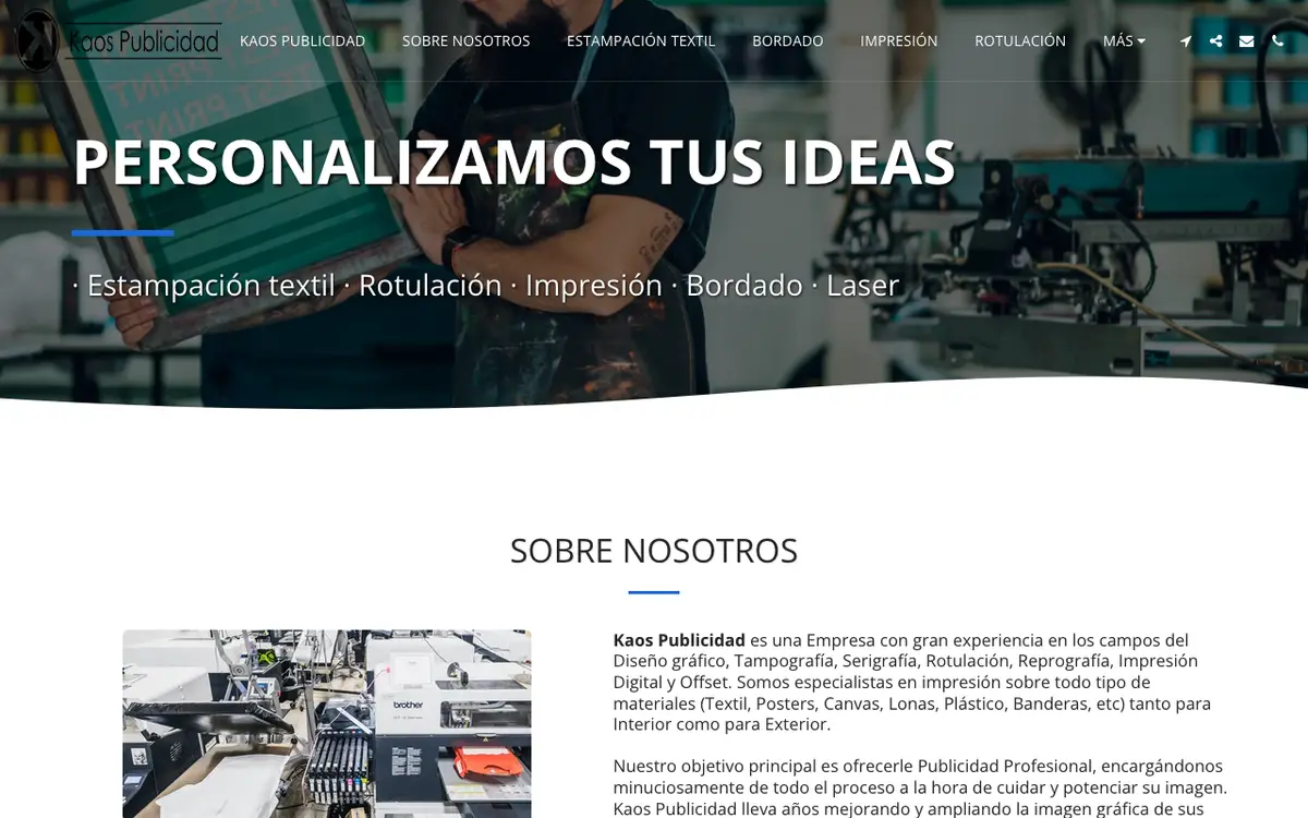 Webbplatsen för Kaos Publicidad