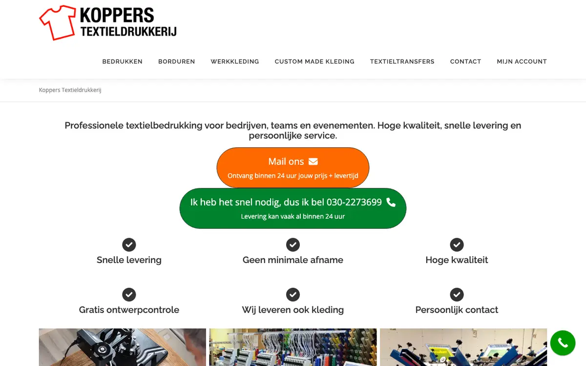 Koppers Textieldrukkerij's website