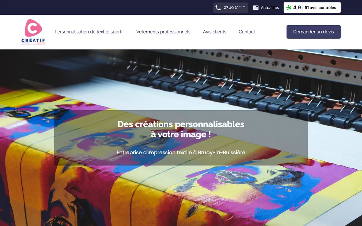 Il sito di L'atelier C'créatif - Textiles personnalisés - Textile sportif