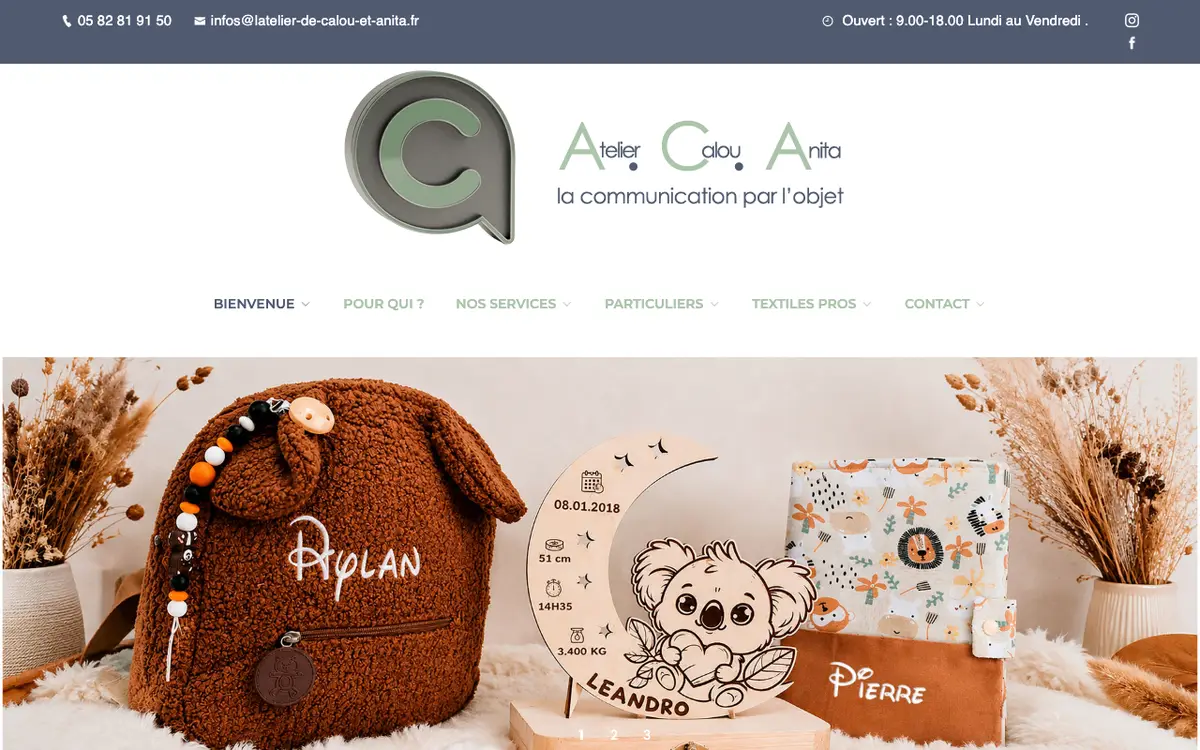 Le site de L'Atelier de Calou et Anita