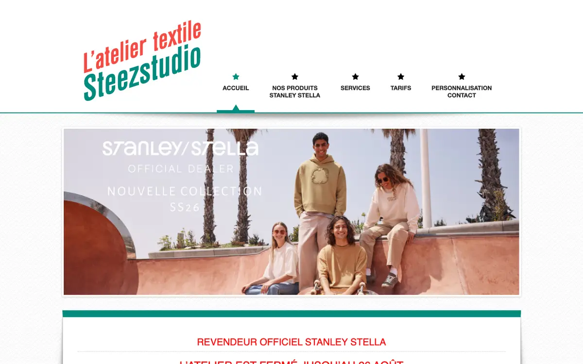 Le site de L'Atelier Textile STEEZ