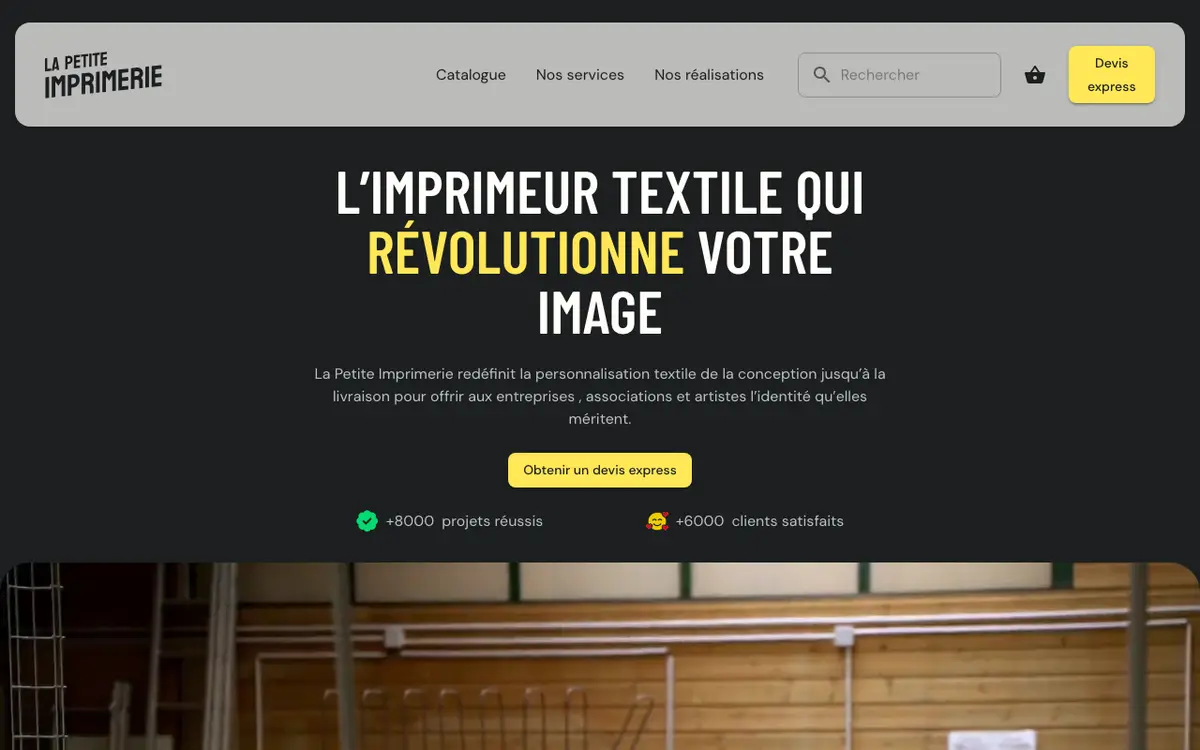 Hjemmesiden for La Petite Imprimerie - Personnalisation textile